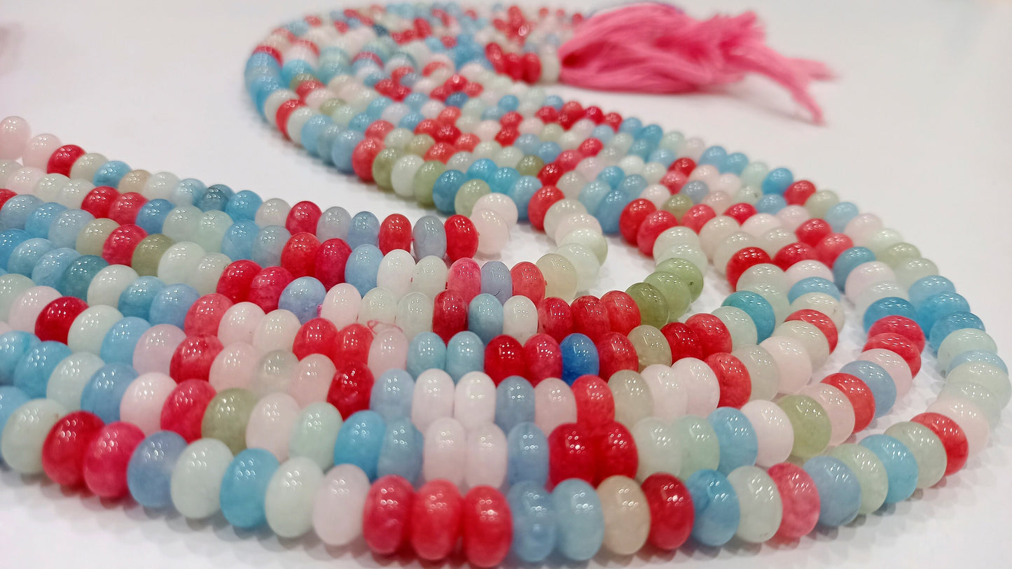 Natural Multi Aquamarine Quartz Rondelle Plain Smooth 8mm Gemstone Beads Sold Per Strand 8 Inches Long Jewelry Making Beads