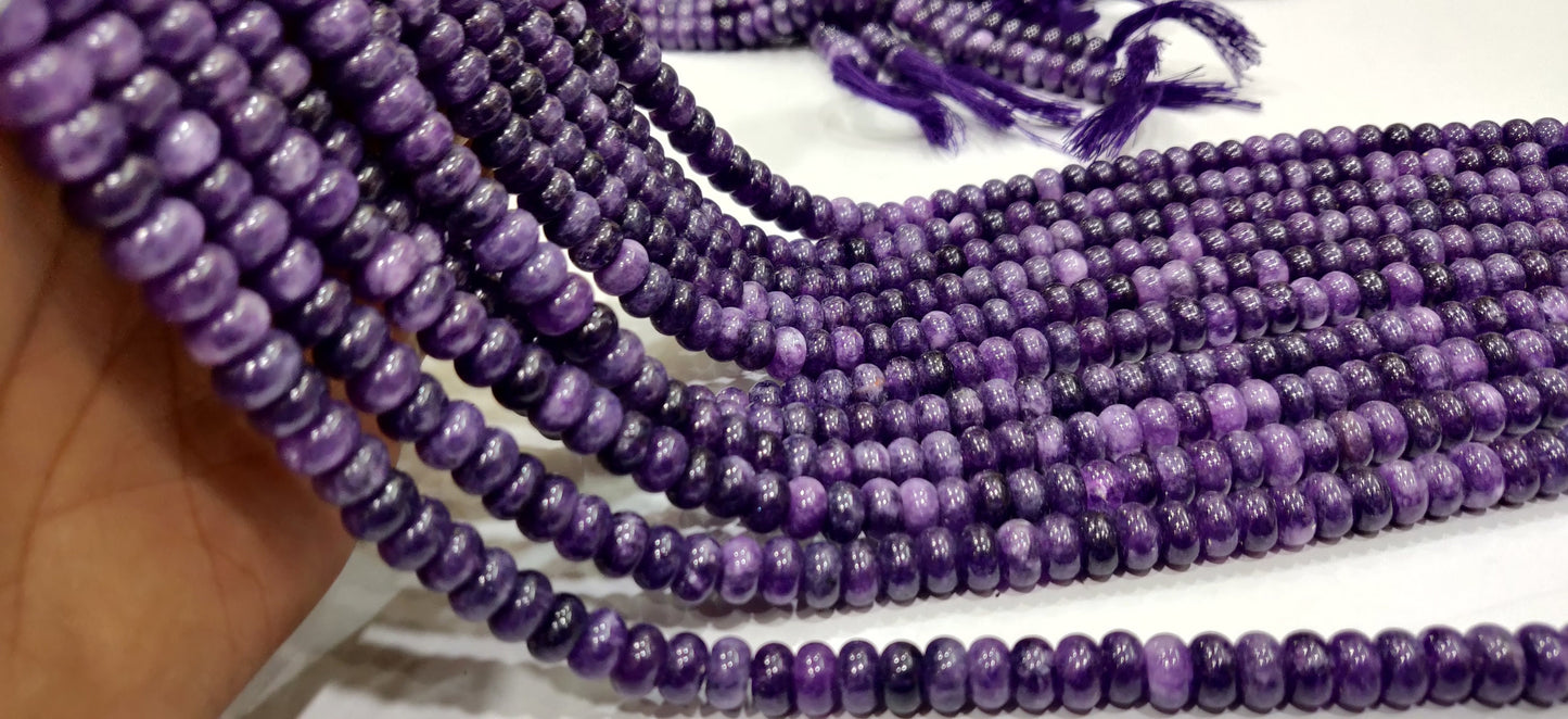 Natural Charoite Quartz Rondelle Plain Smooth 8mm Gemstone Beads Sold Per Strand 8 Inches Long Jewelry Making Beads