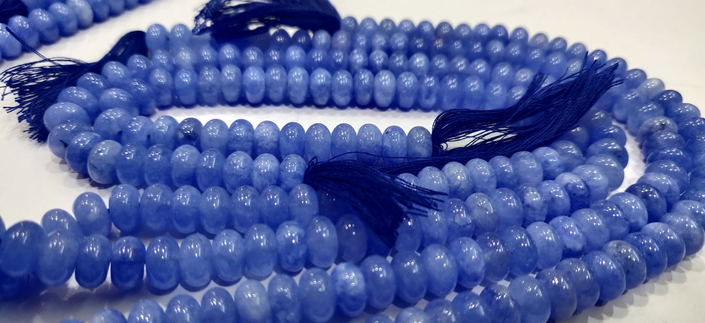 Natural Blue Sapphire Quartz Rondelle Plain Smooth 8mm Gemstone Beads Sold Per Strand 8 Inches Long Jewelry Making Beads
