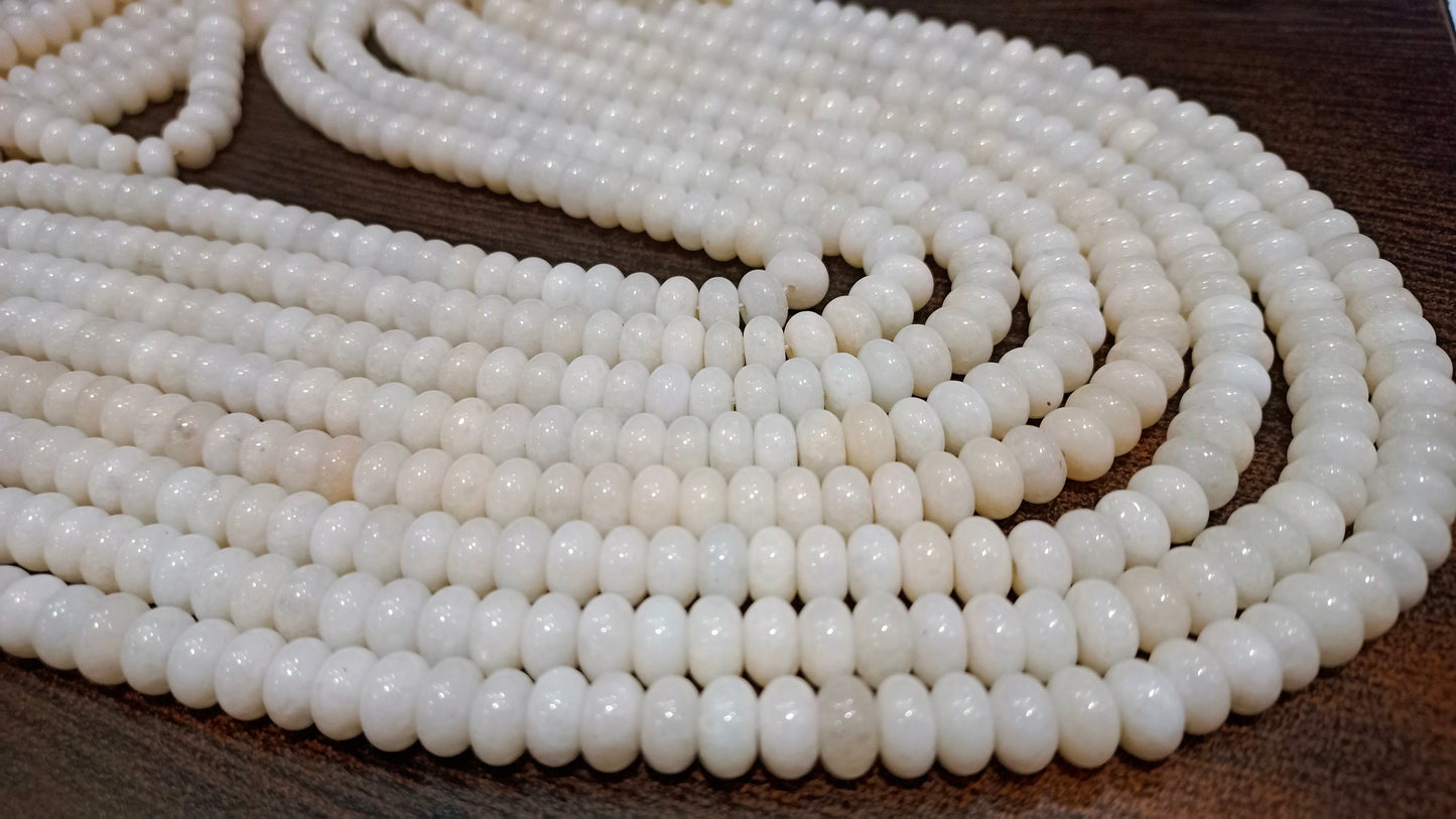Natural Cream chalcedony Rondelle Plain Smooth 8mm Beads sold Per Strand 8 Inches Long Great Quality Beads