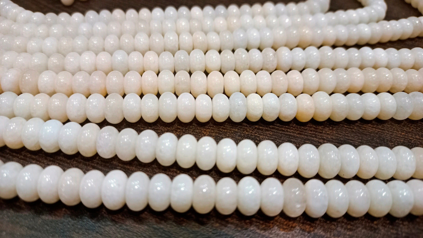 Natural Cream chalcedony Rondelle Plain Smooth 8mm Beads sold Per Strand 8 Inches Long Great Quality Beads