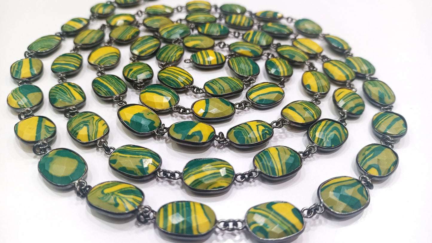 Fordite Agate Free Shape Briolette 10 to 15mm Bezel Connector Gemstone Chain Sold Per Foot Great Quality Chain