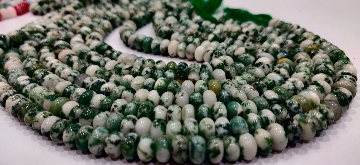 Natural Tree Agate Rondelle Plain Smooth 8mm Gemstone Beads Sold Per Strand 8 Inches Long Jewelry Making Beads