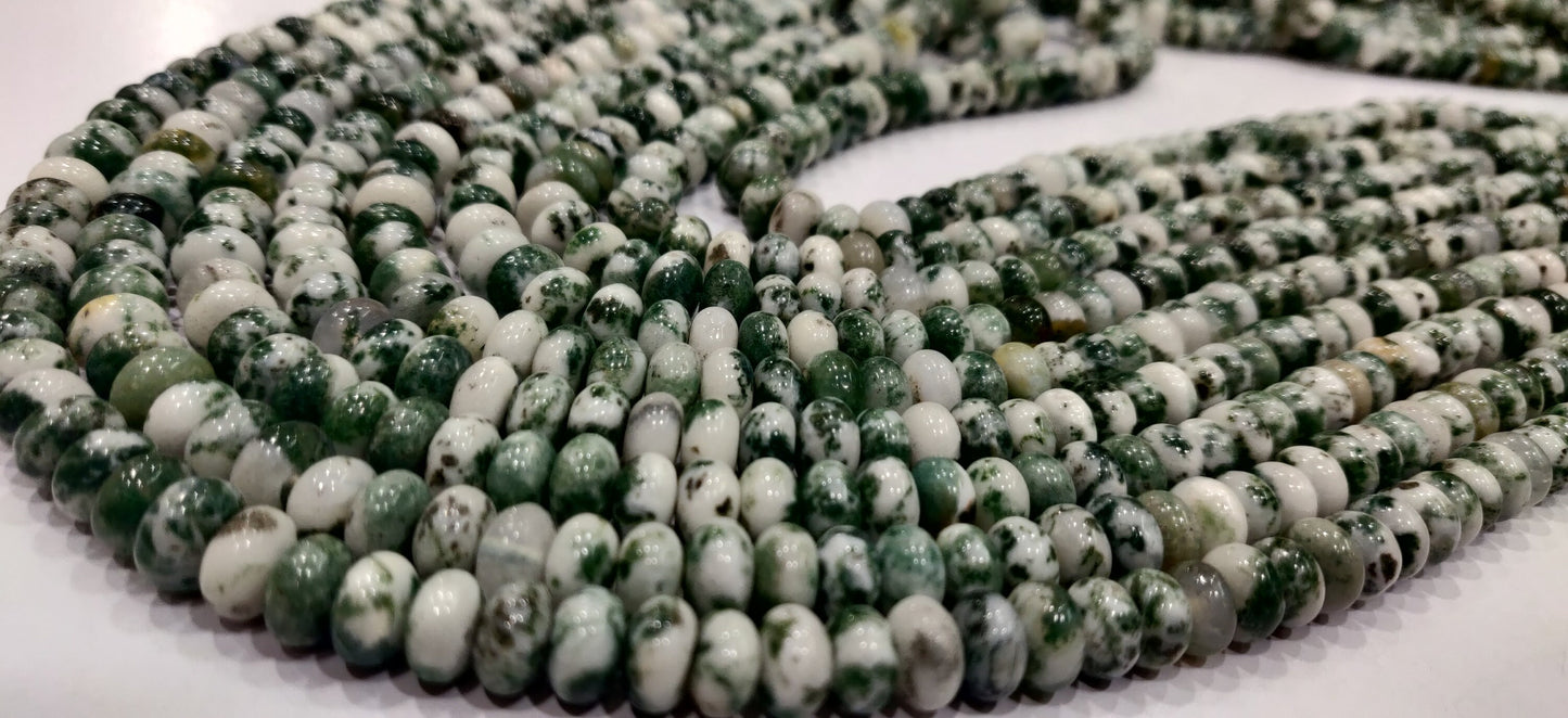 Natural Tree Agate Rondelle Plain Smooth 8mm Gemstone Beads Sold Per Strand 8 Inches Long Jewelry Making Beads