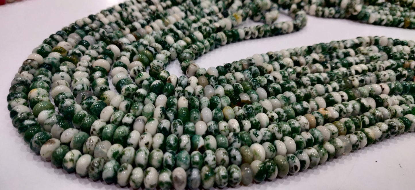 Natural Tree Agate Rondelle Plain Smooth 8mm Gemstone Beads Sold Per Strand 8 Inches Long Jewelry Making Beads