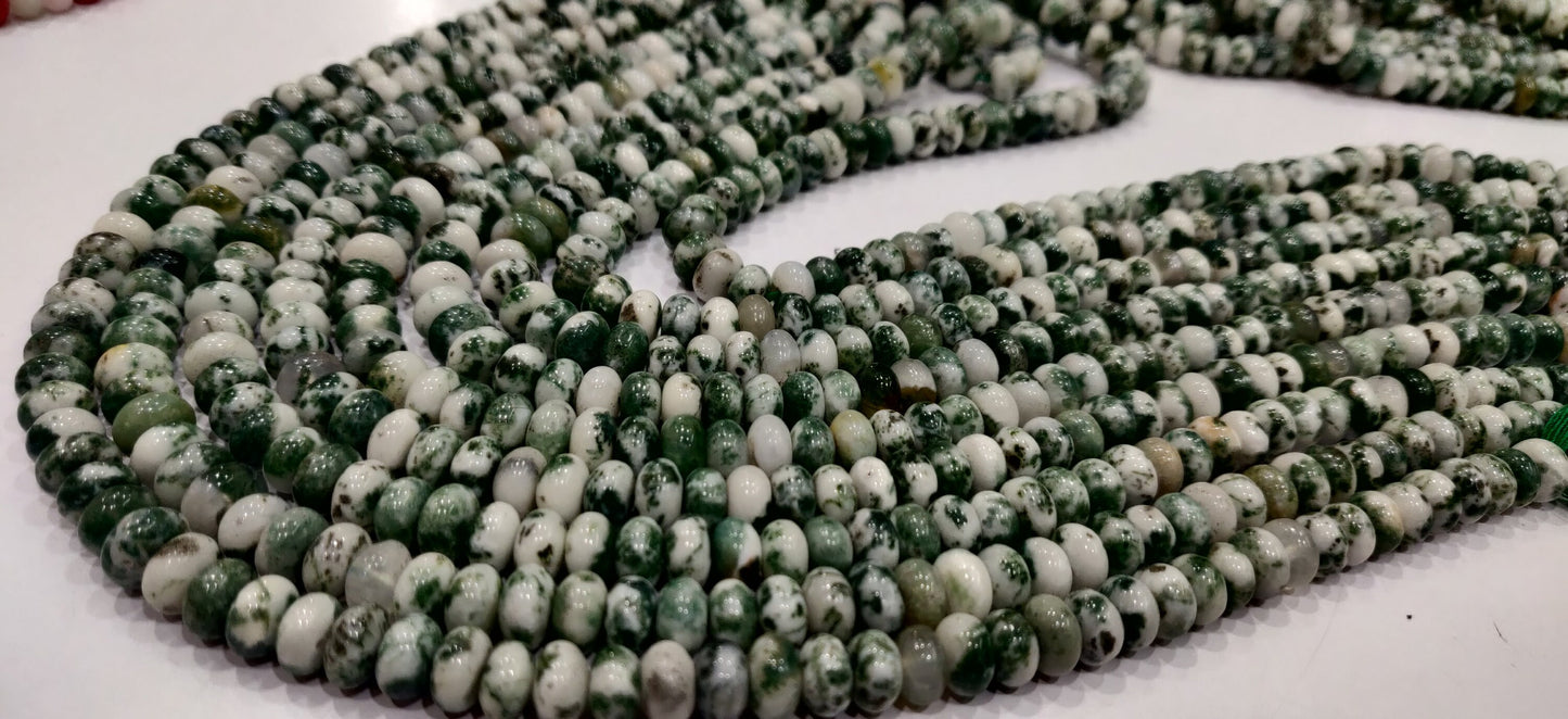 Natural Tree Agate Rondelle Plain Smooth 8mm Gemstone Beads Sold Per Strand 8 Inches Long Jewelry Making Beads