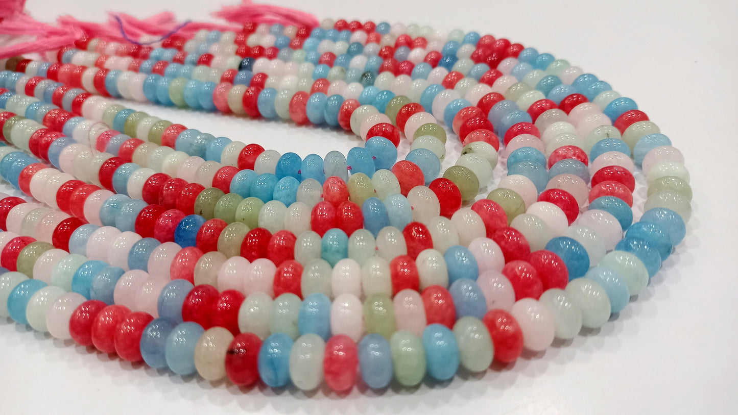 Natural Multi Aquamarine Quartz Rondelle Plain Smooth 8mm Gemstone Beads Sold Per Strand 8 Inches Long Jewelry Making Beads