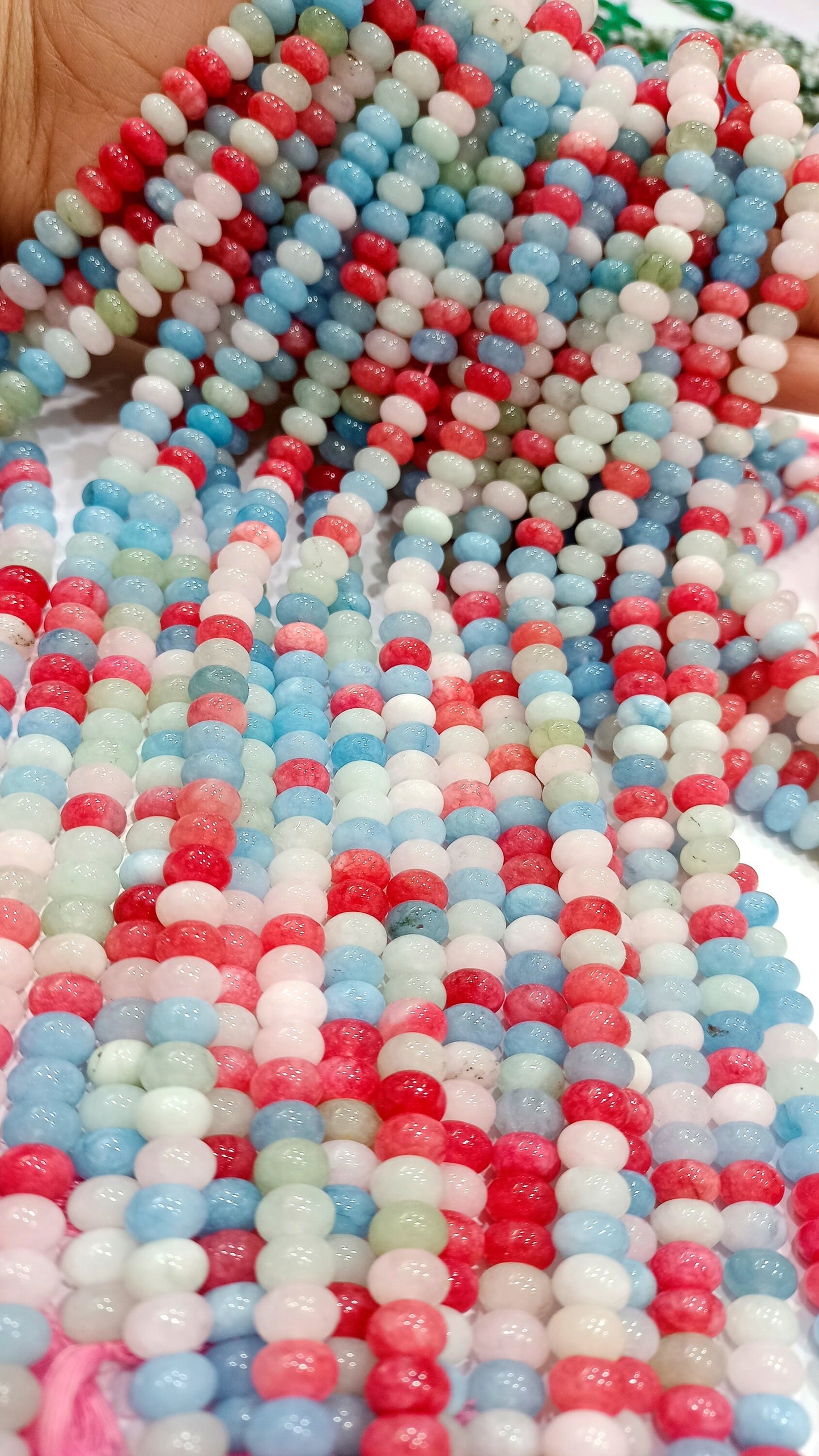 Natural Multi Aquamarine Quartz Rondelle Plain Smooth 8mm Gemstone Beads Sold Per Strand 8 Inches Long Jewelry Making Beads