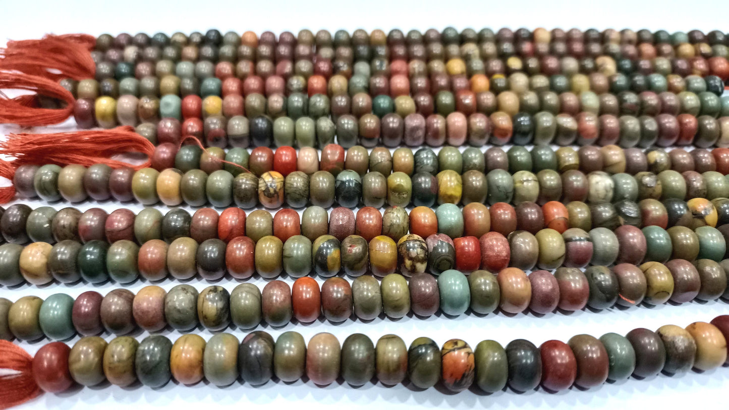 Natural Brown Jasper Rondelle Plain Smooth 8mm Gemstone Beads Sold Per Strand 8 Inches Long Jewelry Making Beads