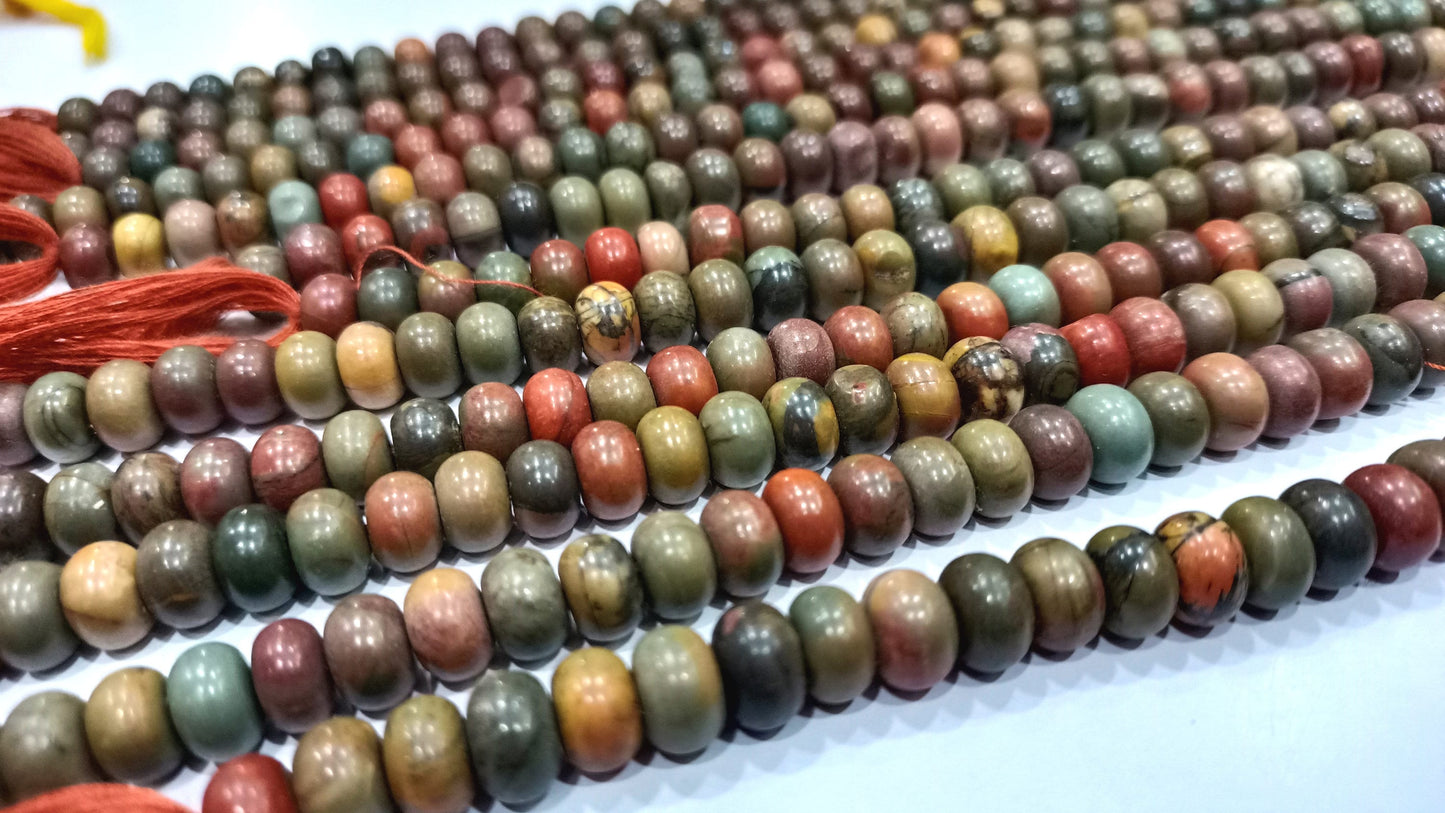 Natural Brown Jasper Rondelle Plain Smooth 8mm Gemstone Beads Sold Per Strand 8 Inches Long Jewelry Making Beads