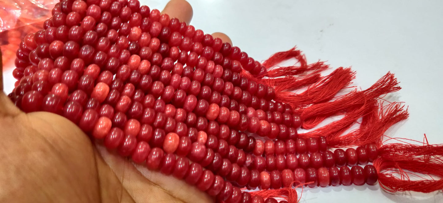 Red Onyx Rondelle Plain Smooth Gemstone Beads Sold Per Strand 8 Inches Long Great Quality Beads