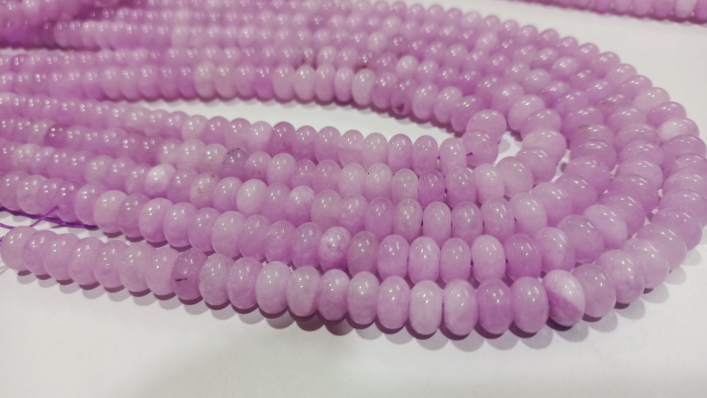 Natural Lavender Chalcedony Rondelle Plain Smooth 8mm Gemstone Beads Sold Per strand 8 Inches Long Jewelry Making Beads