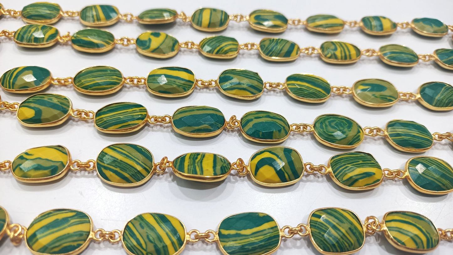 Fordite Agate Free Shape Briolette 10 to 15mm Bezel Connector Gemstone Chain Sold Per Foot Great Quality Chain