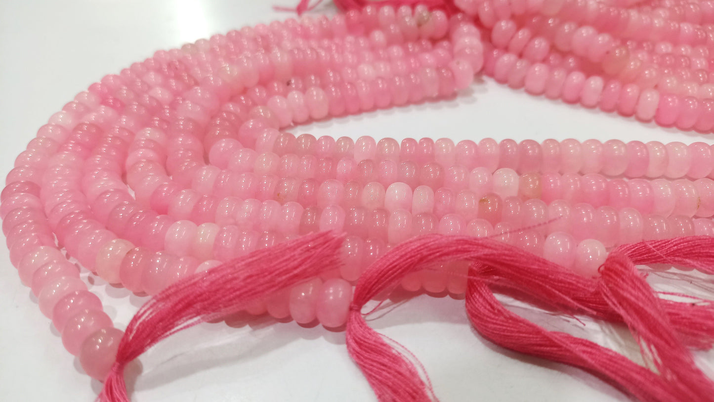Natural Doll Pink Chalcedony Rondelle Plain Smooth 8mm Gemstone Beads Sold Per Strand 8 Inches Long Great Quality Beads