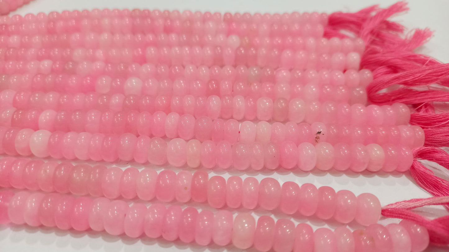 Natural Doll Pink Chalcedony Rondelle Plain Smooth 8mm Gemstone Beads Sold Per Strand 8 Inches Long Great Quality Beads