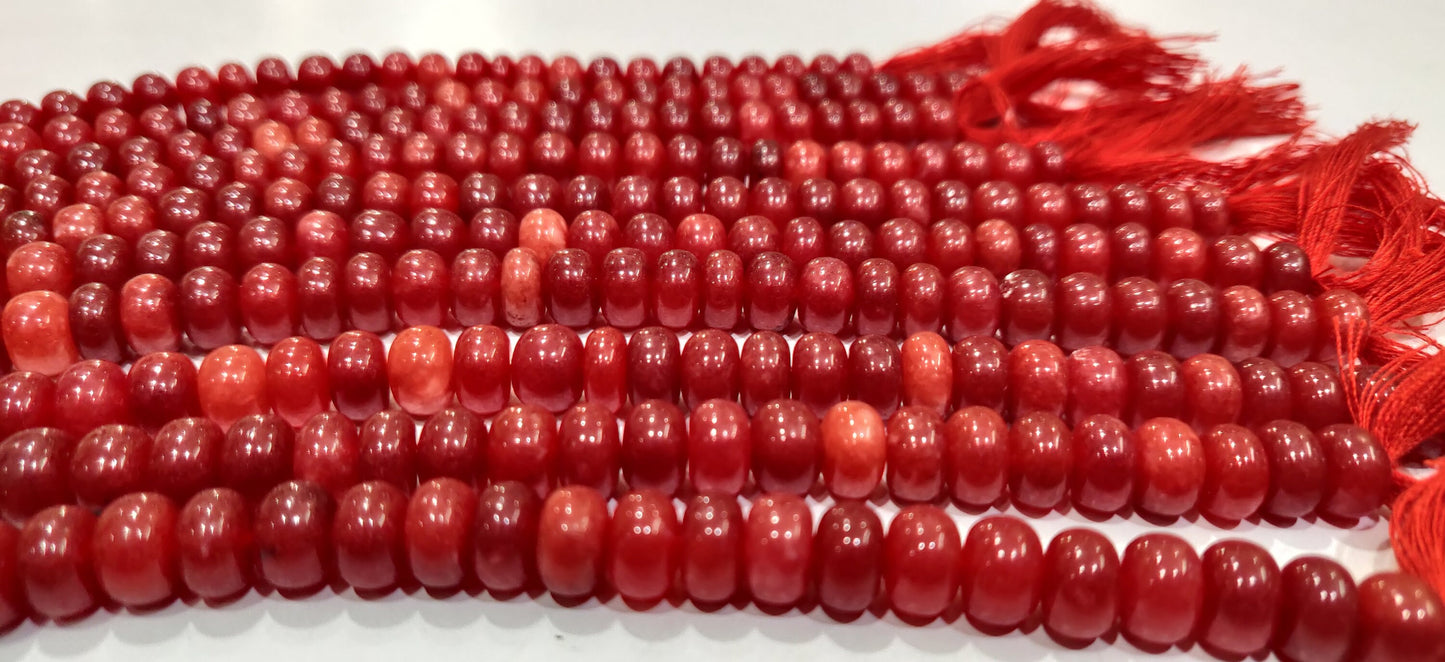 Red Onyx Rondelle Plain Smooth Gemstone Beads Sold Per Strand 8 Inches Long Great Quality Beads