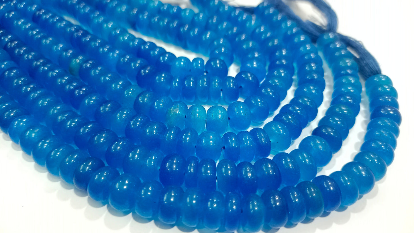 Royal Blue Quartz Rondelle Plain Smooth 8mm Gemstone Beads Sold Per Strand 8 Inches Long Great Quality Beads