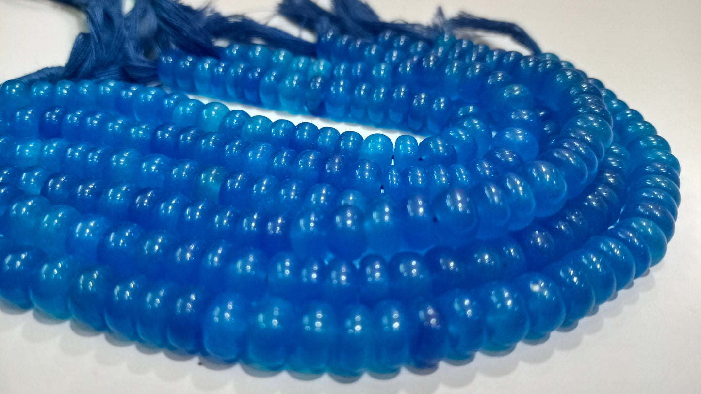 Royal Blue Quartz Rondelle Plain Smooth 8mm Gemstone Beads Sold Per Strand 8 Inches Long Great Quality Beads