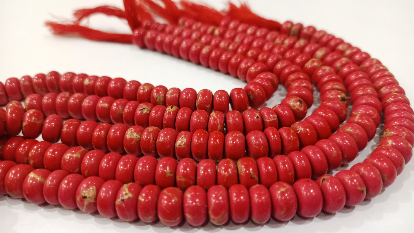 Natural Red Copper Turquoise Rondelle Plain Smooth 8mm Gemstone Beads Sold Per Strand 8 inches Long Great Quality Beads
