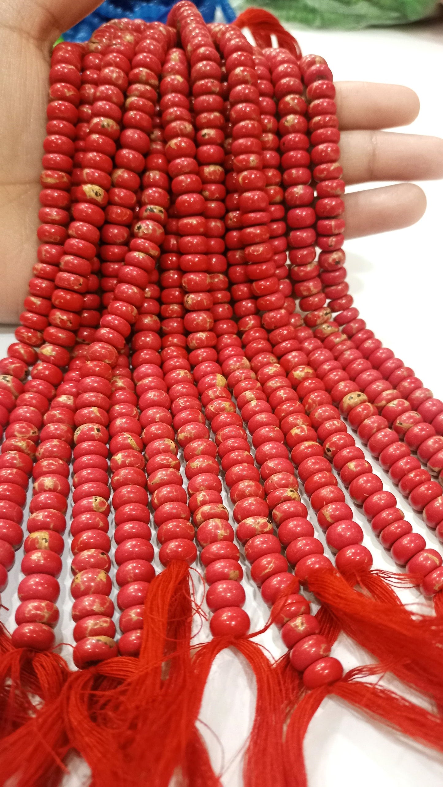 Natural Red Copper Turquoise Rondelle Plain Smooth 8mm Gemstone Beads Sold Per Strand 8 inches Long Great Quality Beads