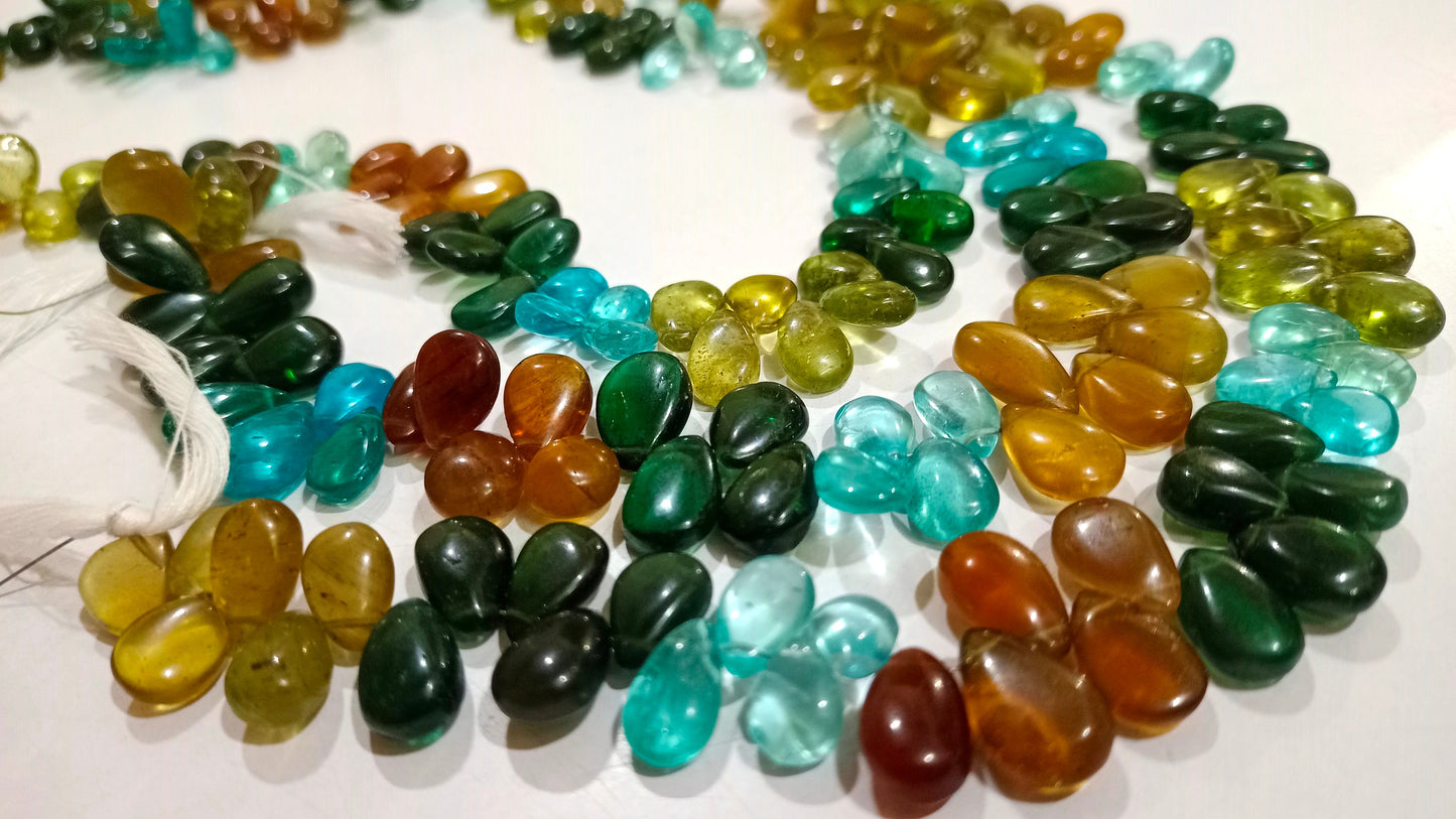 Natural Multi Apatite Pear Shape Plain Smooth Gemstone Beads Sold Per Strand 8 Inch Long