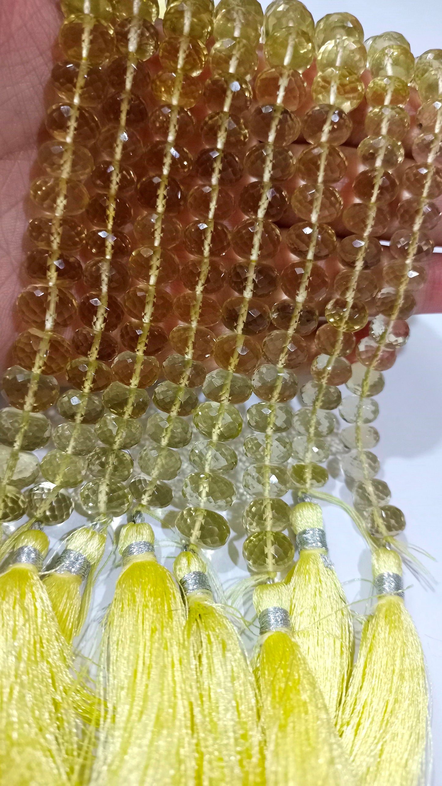 Natural Lemon Quartz Rondelle Faceted 9-10 mm Gemstone Beads Strand 8 inch Very Good Quality beads Wholesale Prices Jewelry making bead