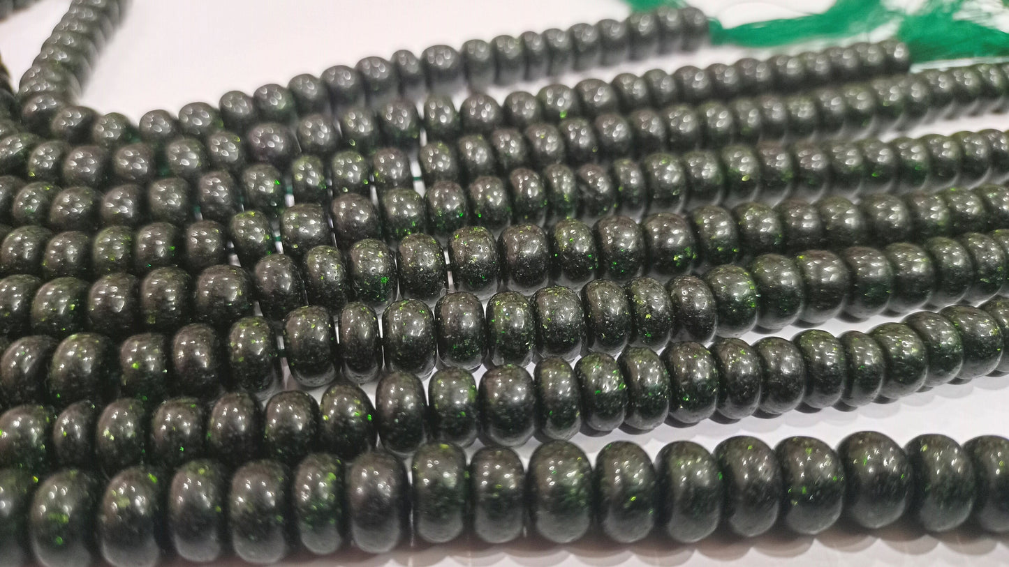 Natural Green Sandstone Rondelle Plain Smooth 8mm Beads sold Per Strand 8 inches Long Great Quality Beads