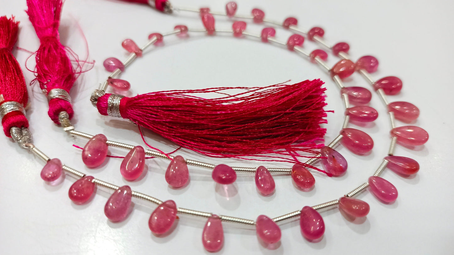 Natural Ruby Pear Shape Plain Smooth 5X7 to 8X12 mm Best Quality Ruby Gemstone Beads Sold Per Strand 8 Inches Long Great Quality Beads