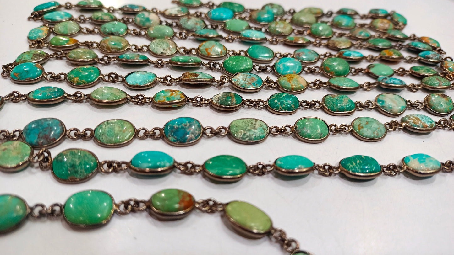 Natural Arizona Turquoise Free Shape Plain Cabochon 8 to 14mm Bezel Connector Chain Sold Per Foot Untreated Gemstones