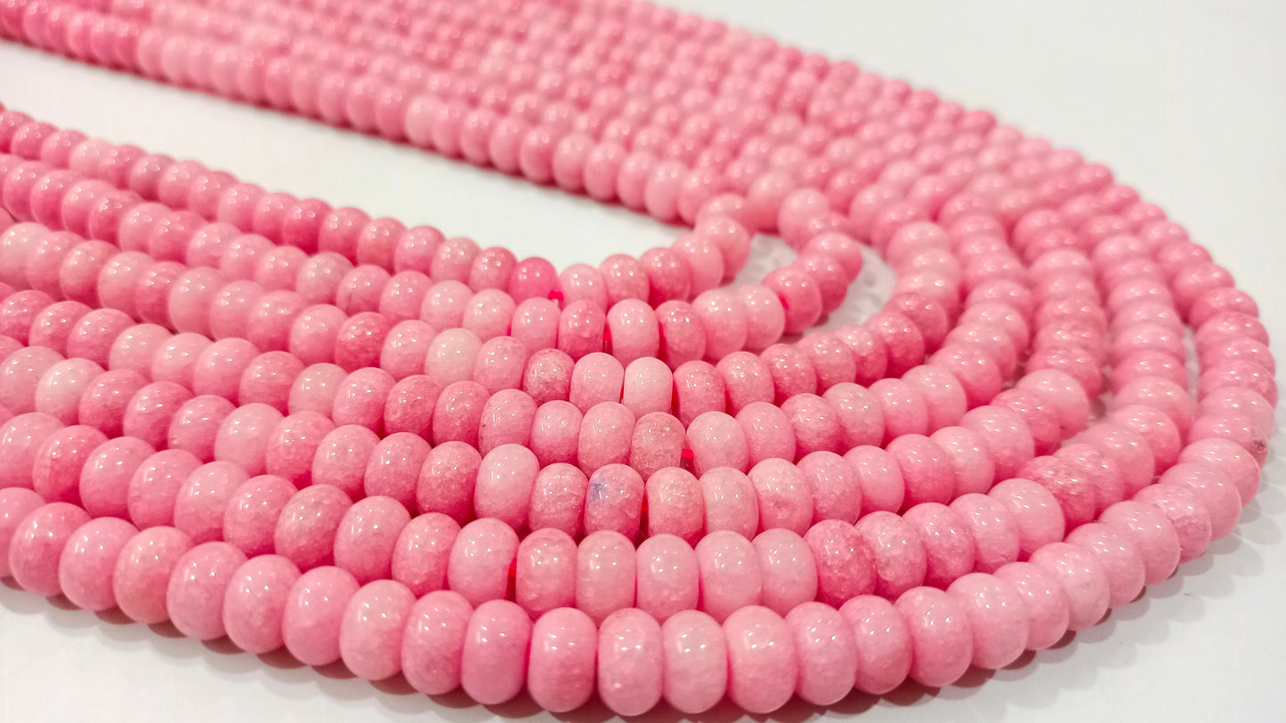 Natural Pink Chalcedony Rondelle Plain Smooth 8mm Gemstone Beads Sold Per strand 8 Inches Long Great Quality Beads
