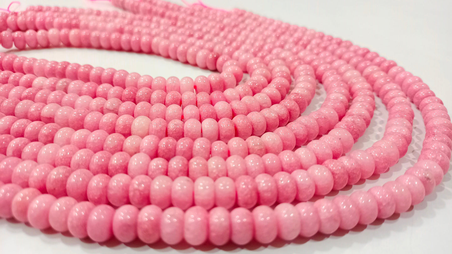 Natural Pink Chalcedony Rondelle Plain Smooth 8mm Gemstone Beads Sold Per strand 8 Inches Long Great Quality Beads