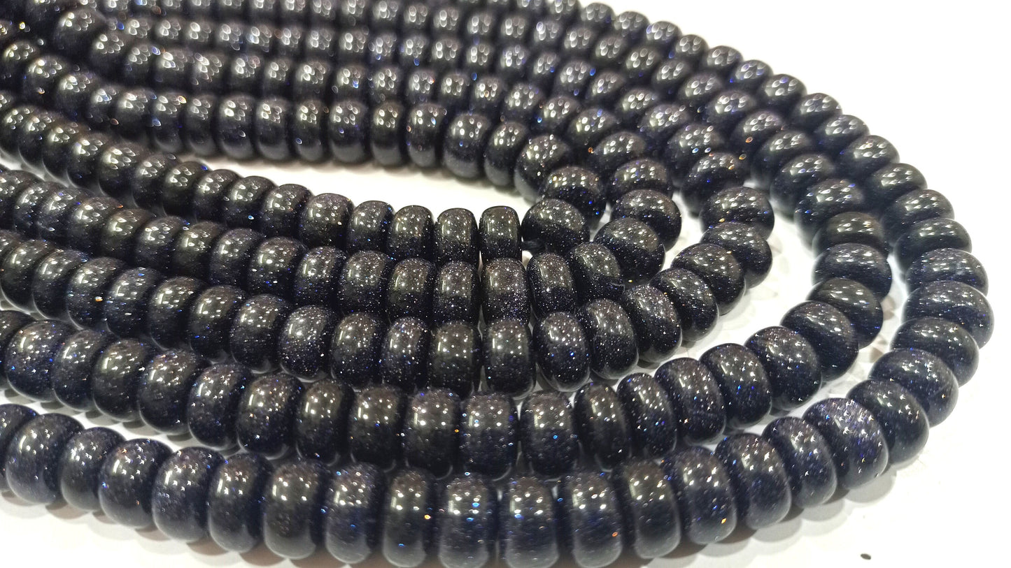 Natural Blue Sandstone Rondelle Plain Smooth 8mm Beads sold Per Strand 8 inches Long Great Quality Beads