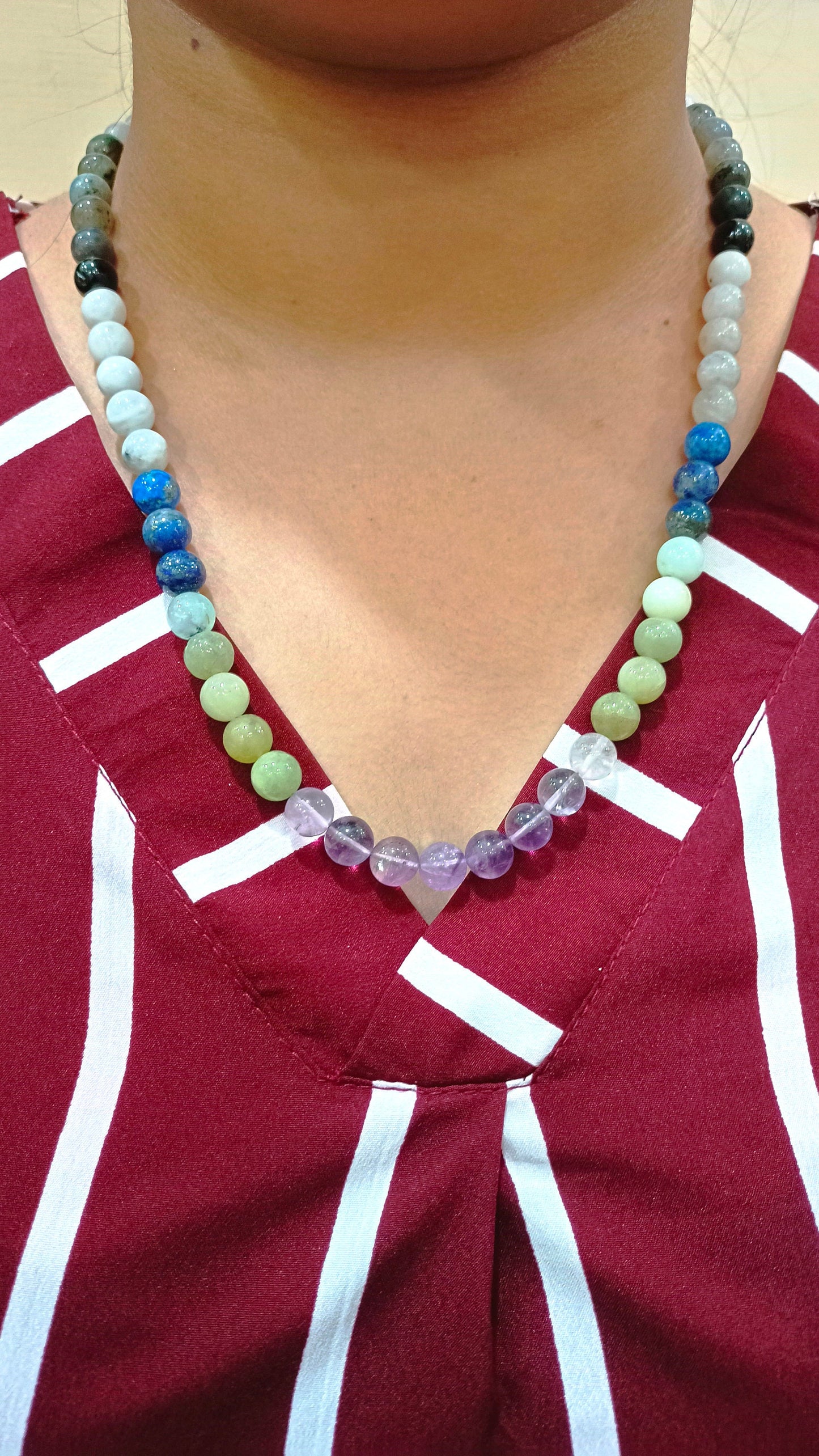 Natural Multi Gemstone Round Shape Plain Smooth 8mm Beaded 20 Inches Necklace Choose Design