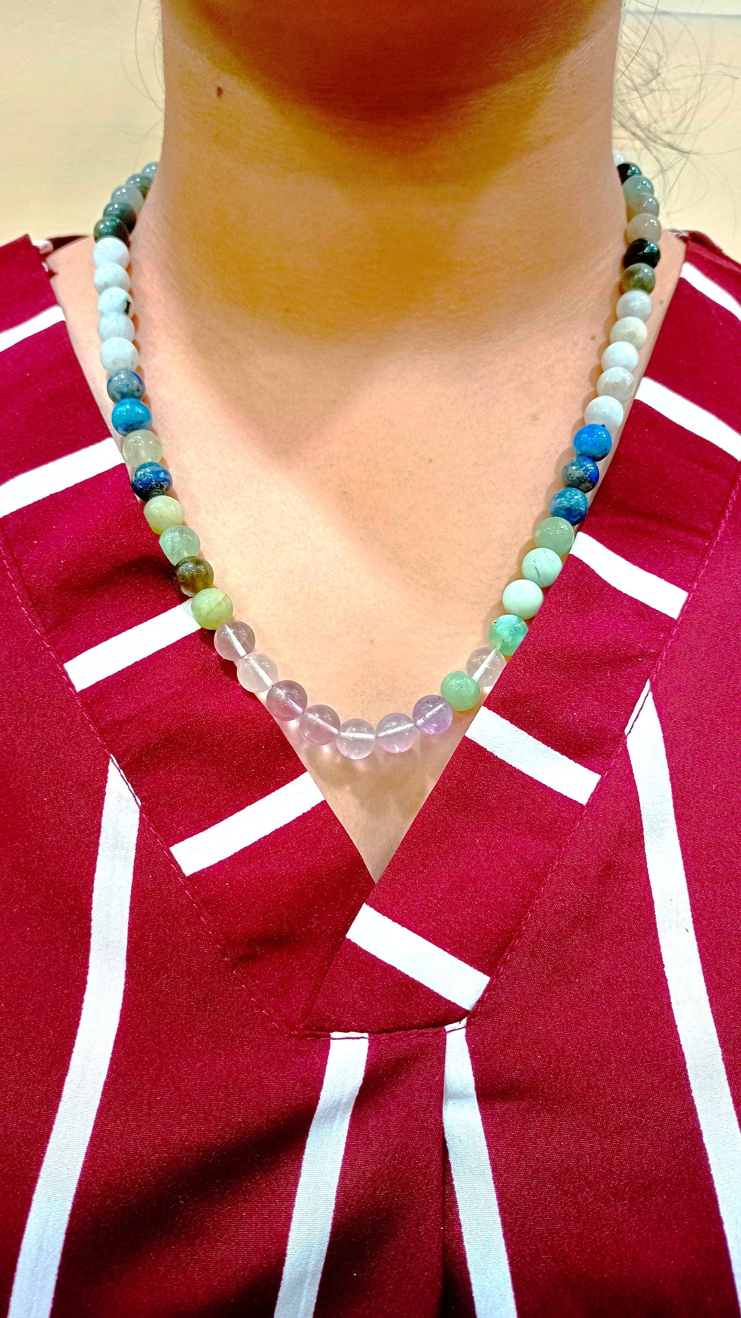 Natural Multi Gemstone Round Shape Plain Smooth 8mm Beaded 20 Inches Necklace Choose Design