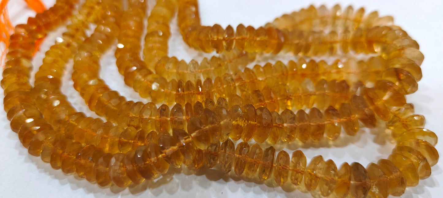 Natural Yellow Citrine Faceted Gemstone Beads German Cut Rondelle Shape Beads 9-12 mm Strand 8 inches long Graduated Beads