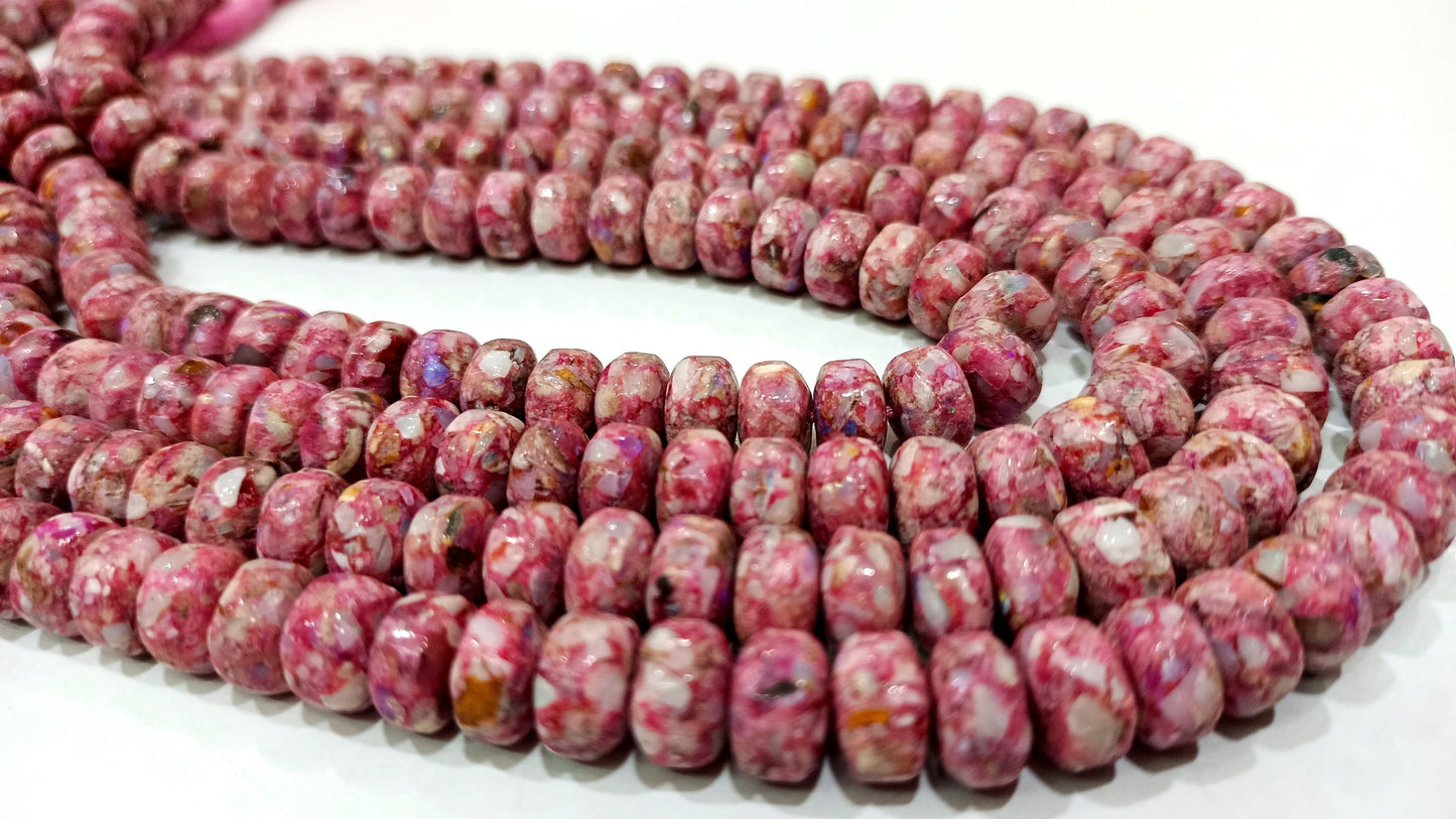 Natural Pink Copper Turquoise Rondelle Plain Smooth 8mm Beads Sold Per Strand 8 inches Long beads Great Quality Beads