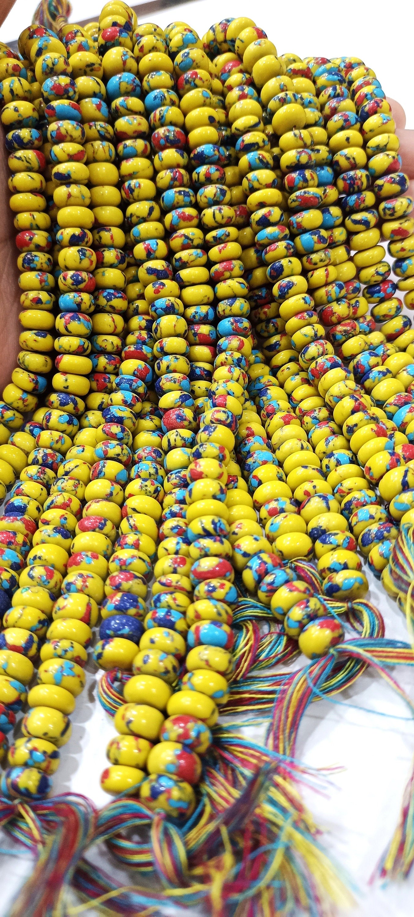 Fordite Agate Multi Color Gemstone Rondelle Plain Smooth Beads Sold per Strand 8 inches Long Necklace and bracelet Making Beads choose size