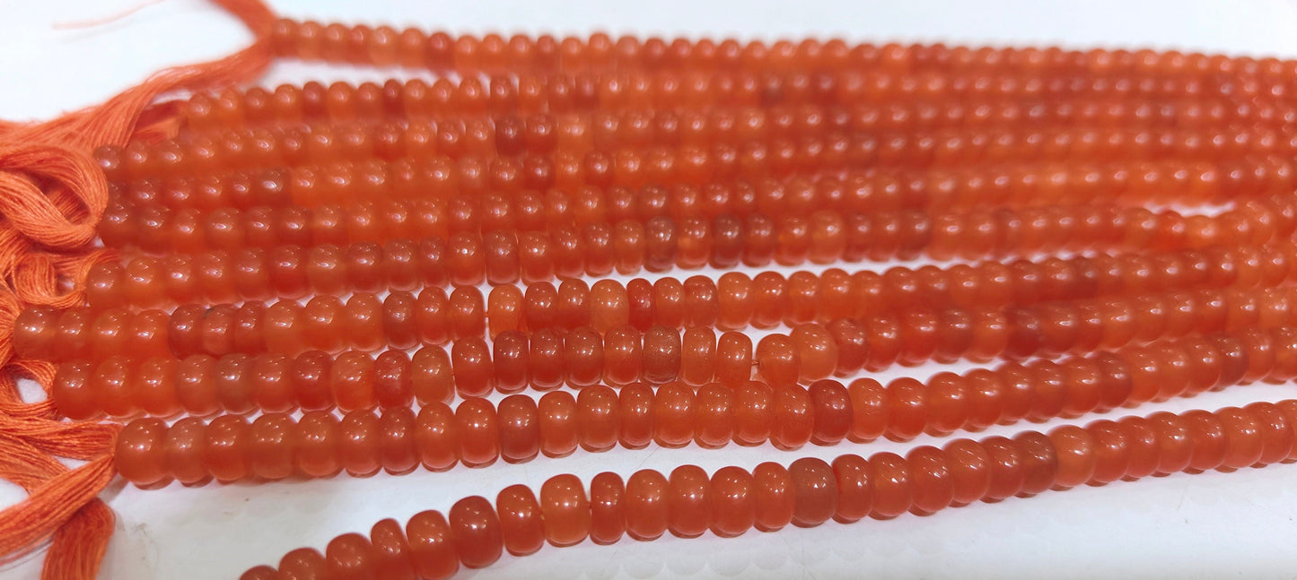 Natural Light Orange Chalcedony Rondelle Plain Smooth 6mm Gemstone Beads Sold Per Strand 8 Inches Long