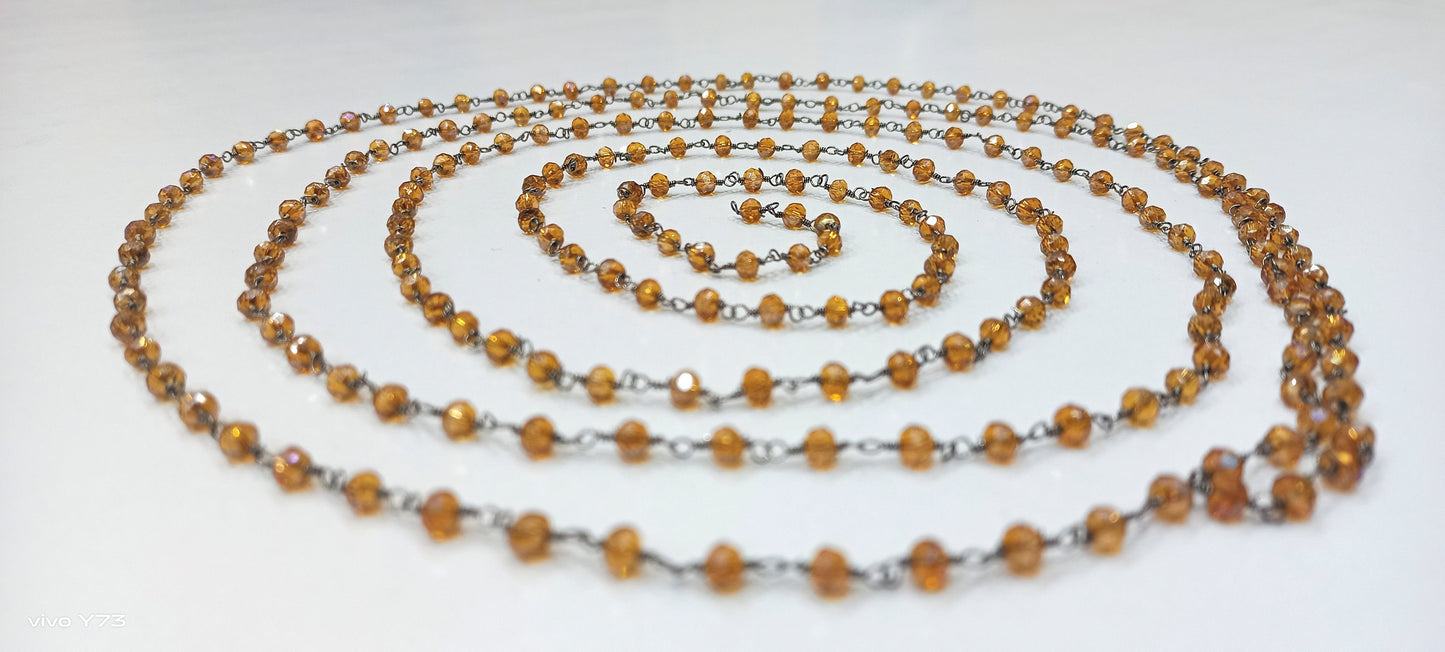 3 Feet Brown Hydro Quartz Mystic Coated Rondelle Faceted 4mm Beaded Rosary Chain High Quality Wholesale Price Jewelry making chain