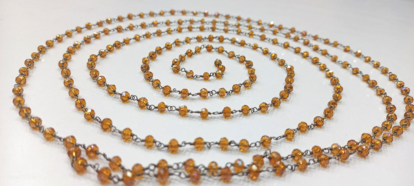 3 Feet Brown Hydro Quartz Mystic Coated Rondelle Faceted 4mm Beaded Rosary Chain High Quality Wholesale Price Jewelry making chain