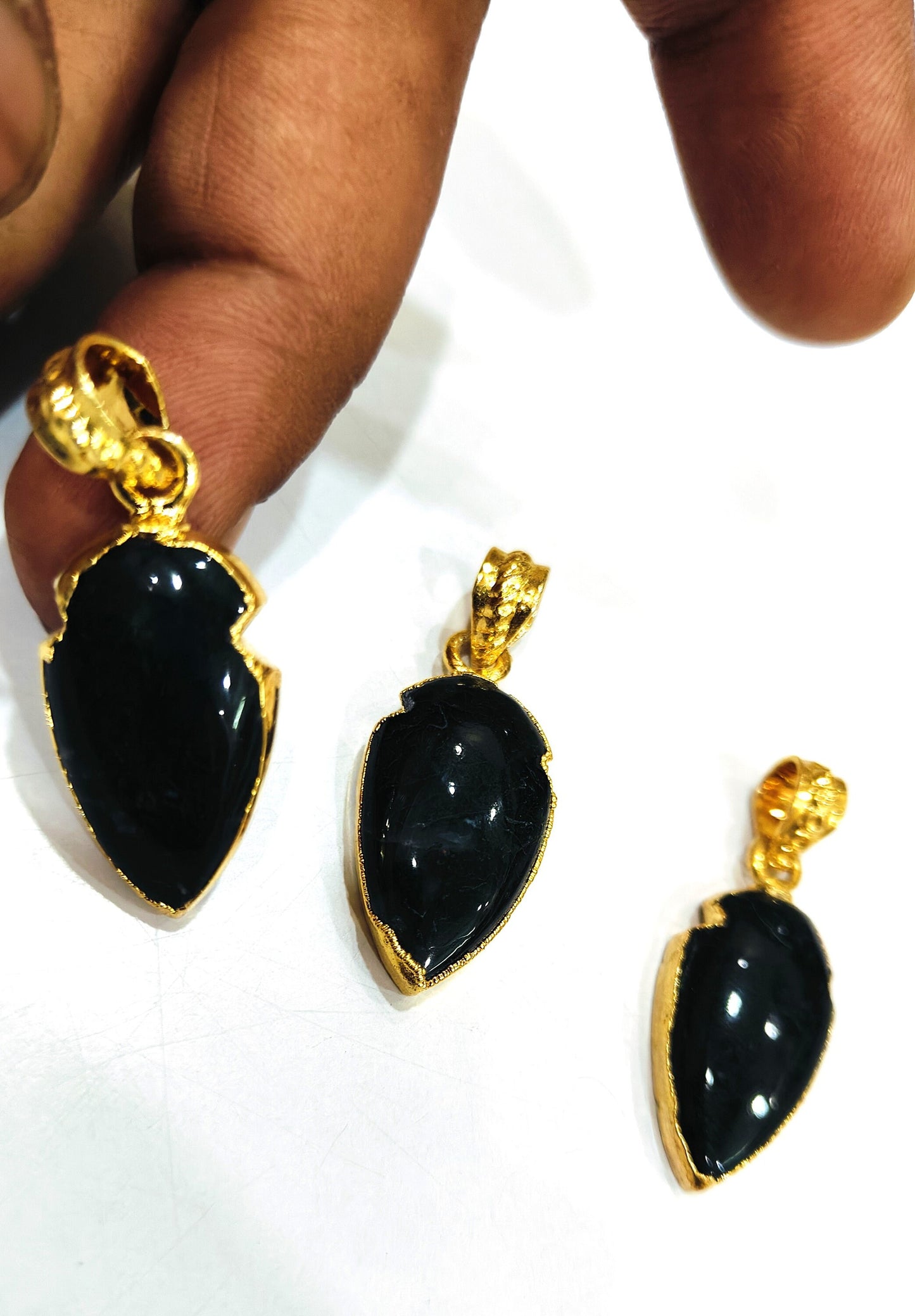 Natural Gemstones Arrowhead Charm Pendant Connectors Size 30 to 40mm 22kt gold Electroplated Pendants sold per piece Choose Stone