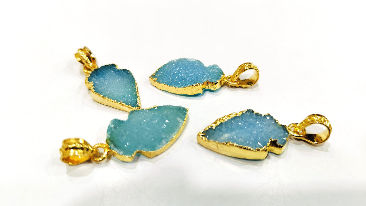 Natural Gemstones Arrowhead Charm Pendant Connectors Size 30 to 40mm 22kt gold Electroplated Pendants sold per piece Choose Stone