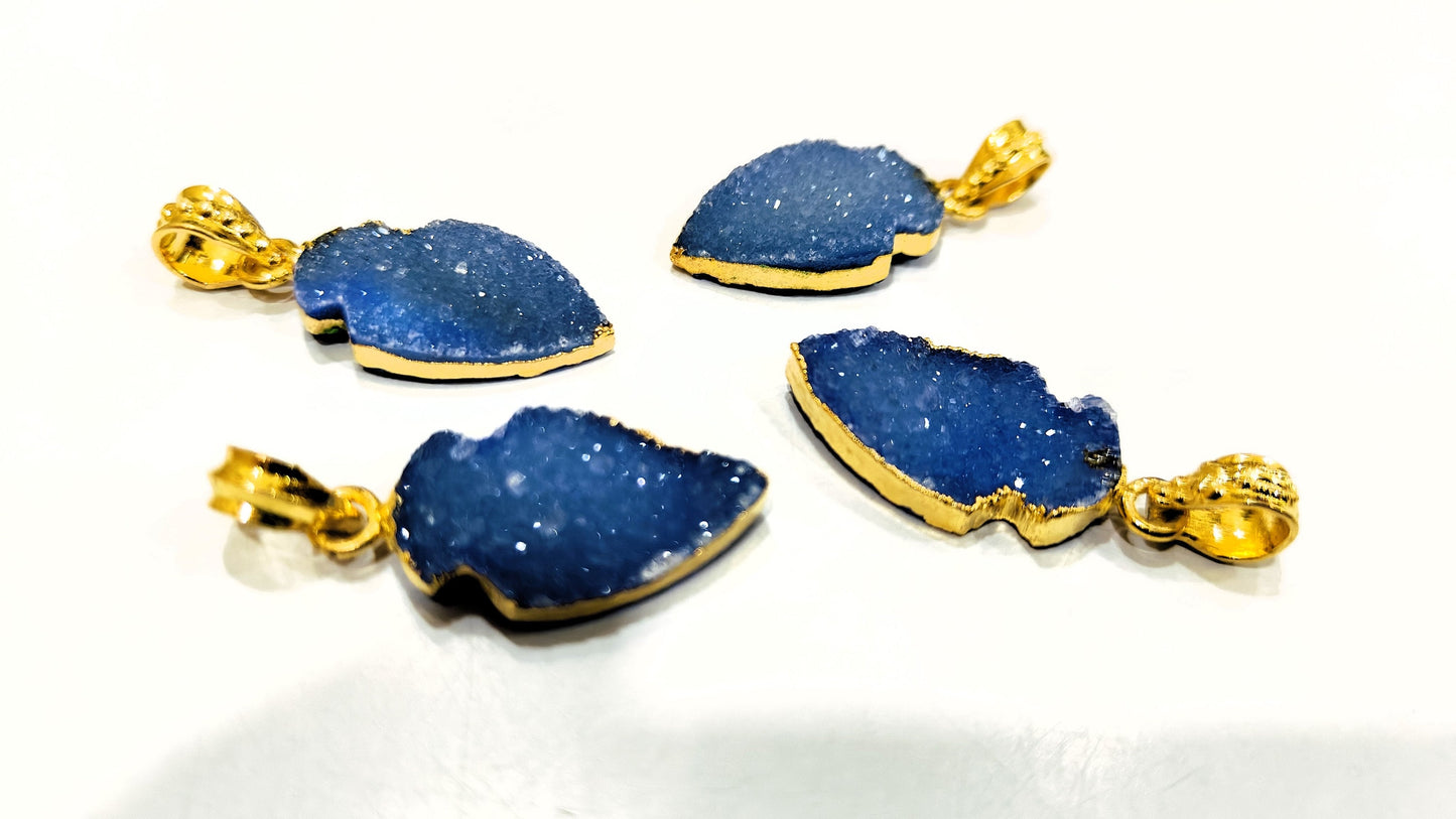 Natural Gemstones Arrowhead Charm Pendant Connectors Size 30 to 40mm 22kt gold Electroplated Pendants sold per piece Choose Stone