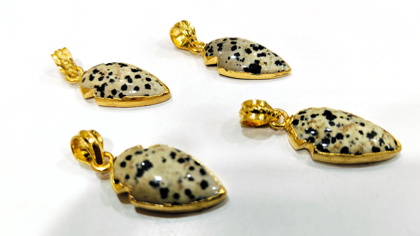 Natural Gemstones Arrowhead Charm Pendant Connectors Size 30 to 40mm 22kt gold Electroplated Pendants sold per piece Choose Stone