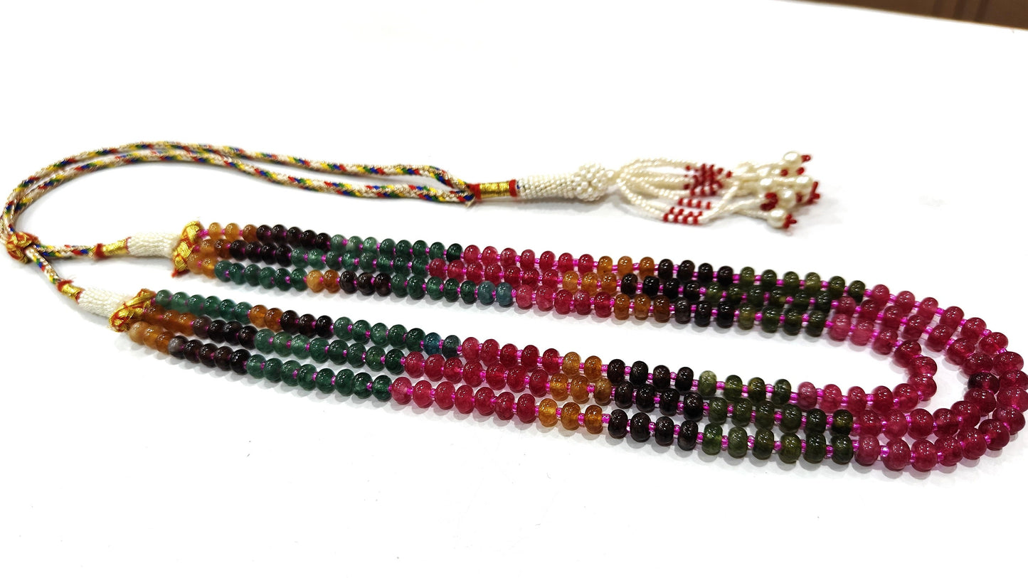 Natural Quartz Multicolor 6mm Rondelle Smooth Beads layered 18 to 20 Inches Necklace Wholesale Price