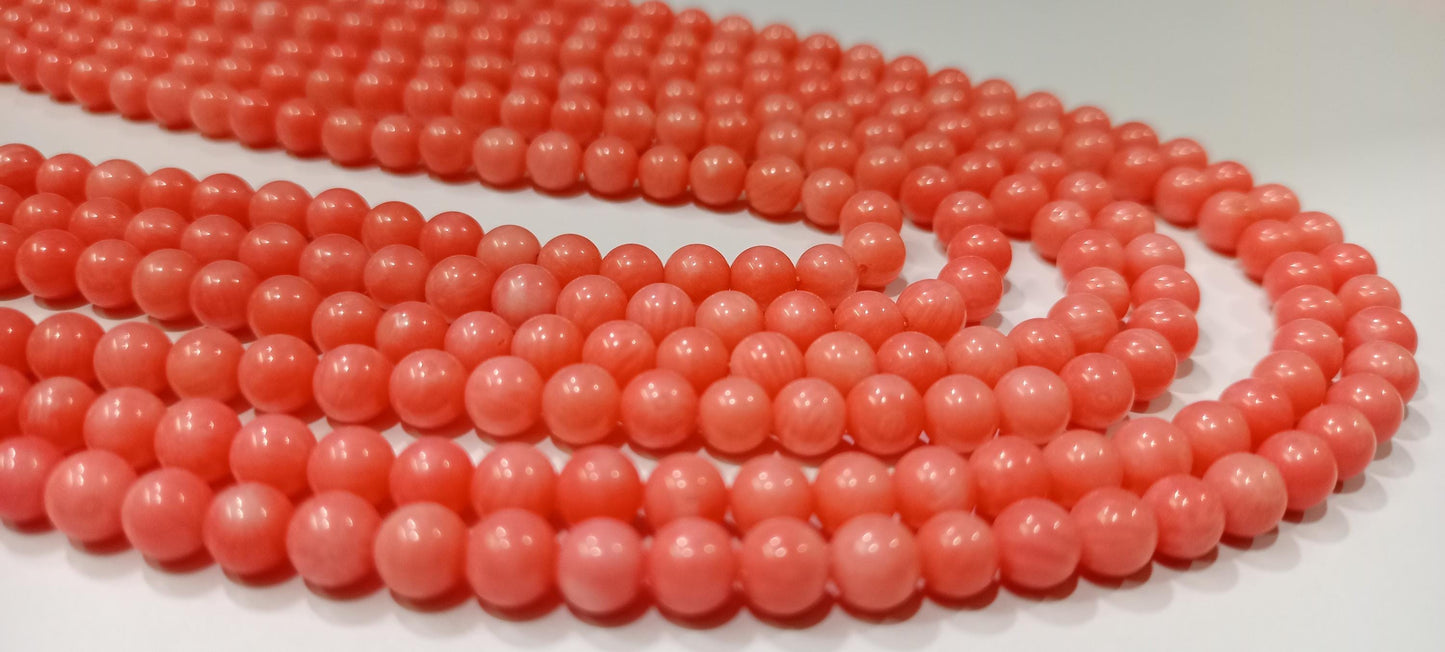 Natural Pink Coral Round Ball Shape Plain Smooth 5mm Beads Strand 16 Inches Long Jewelry Making Beads Sold Per Strand Wholesale Prices