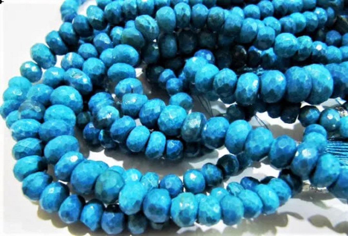 Blue Chrysocolla Rondelle Faceted Beads 6 to 10 mm Graduated Crysocolla Natural Gemstone Beads Strand 8 inches long Wholesale Prices
