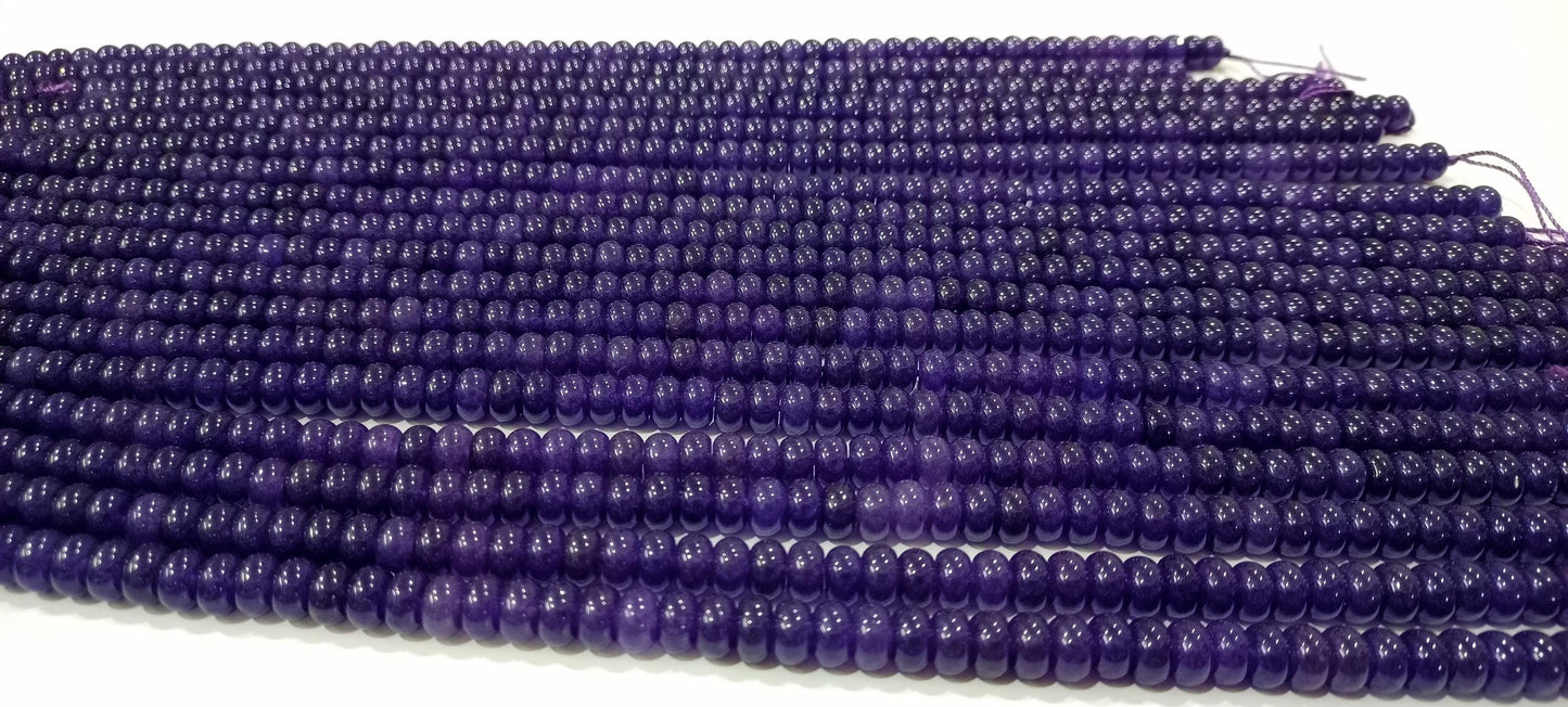 Natural Amethyst Quartz Rondelle Plain Smooth 8mm Beads Sold Per Strand 8 inches Long Great Quality Beads