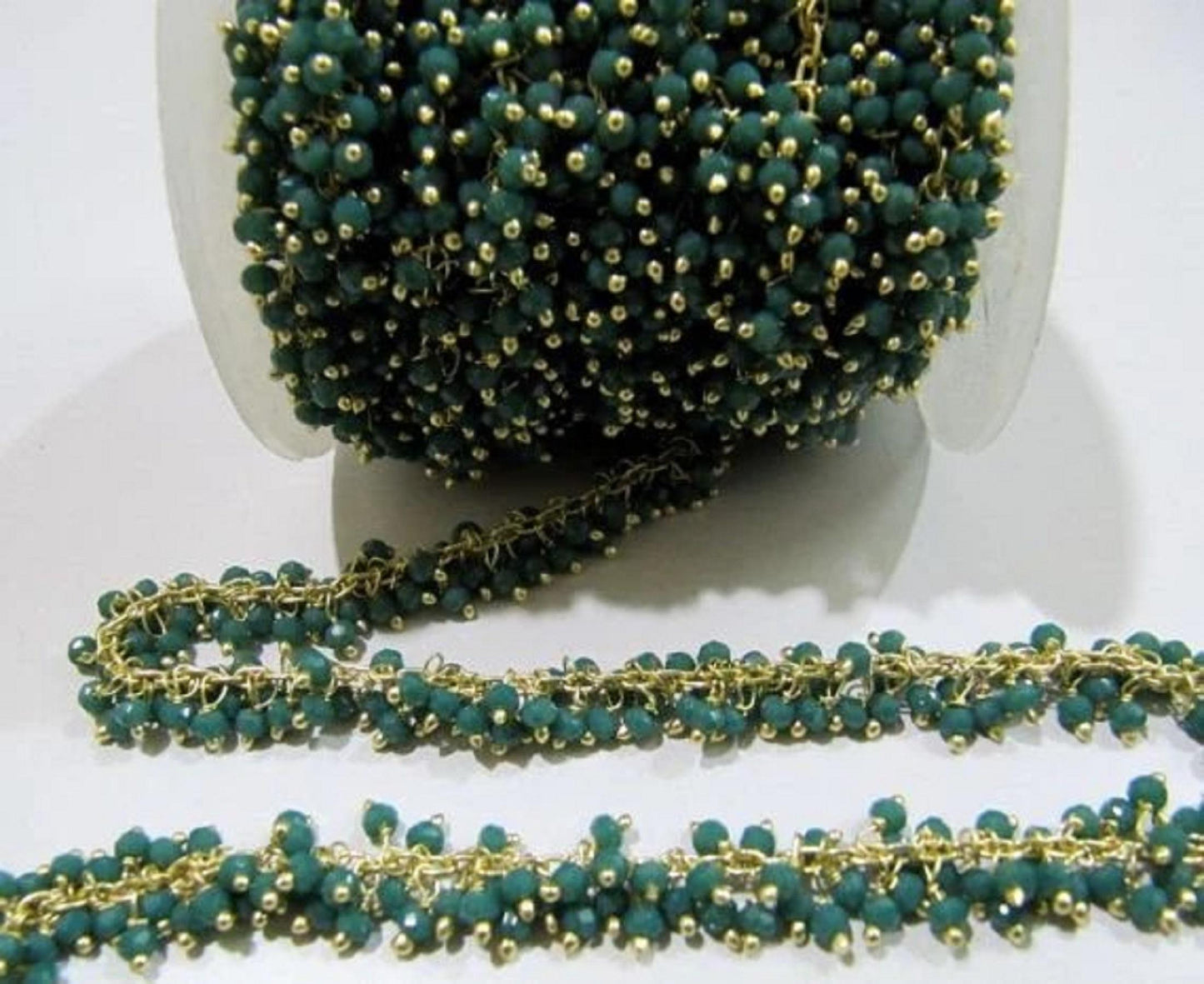 3 Ft- Faceted Peruvian Chalcedony Grape Chain Hydro Quartz 2.5mm Faceted Wire Wrap Rosary Beaded Angoori Chain Wholesale Price