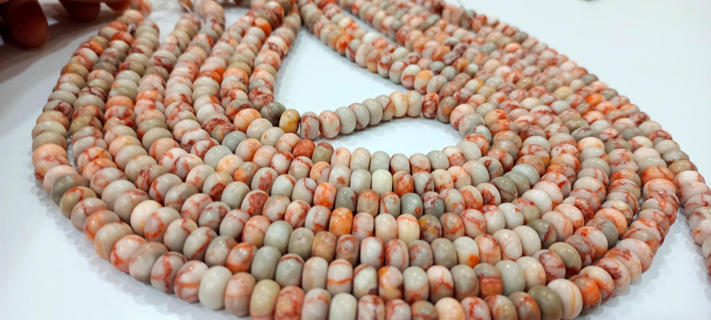 Nature Red Web Jasper Quartz Rondelle Plain Smooth 8mm Gemstone Beads Sold Per Strand 8 inches Long